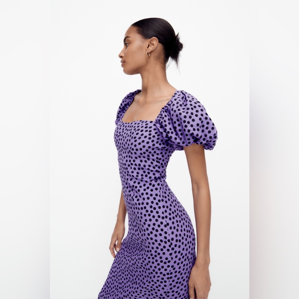Zara Purple Polka Dot Midi Dress